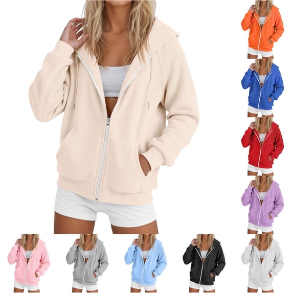 Daznico Womens Full Zip Raglan Sleeve Hooded Sweatshirt Jacket Relaxed Loose Soft Lightweight Coat Side Pockets Travel Casual Outerwear,XXL