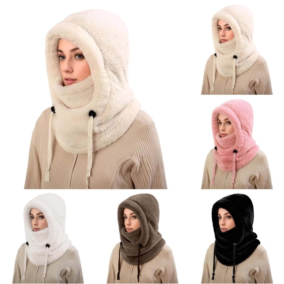 Drawstrigns Daznico Womens Integrated Hood Neck Warmer and Drawstrings Balaclava ...