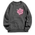 thumbnail image 1 of Daznico Womens Letter Print Crewneck Hoodless Sweatshirt Fall Floral Long Sleeve Drop Shoulder Sweatshirts Top Blouse,Sweatshirt for Women-Dark Gray-XXL, 1 of 4
