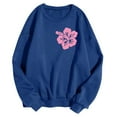 thumbnail image 1 of Daznico Womens Letter Print Crewneck Hoodless Sweatshirt Fall Floral Long Sleeve Drop Shoulder Sweatshirts Top Blouse,Sweatshirt for Women-Blue-L, 1 of 4