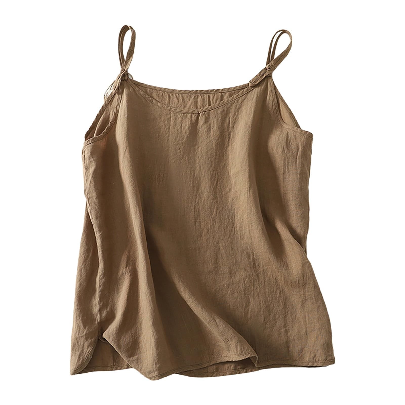 Daznico Womens Linen Adjustable Spaghetti Straps Camisole Round Neck ...