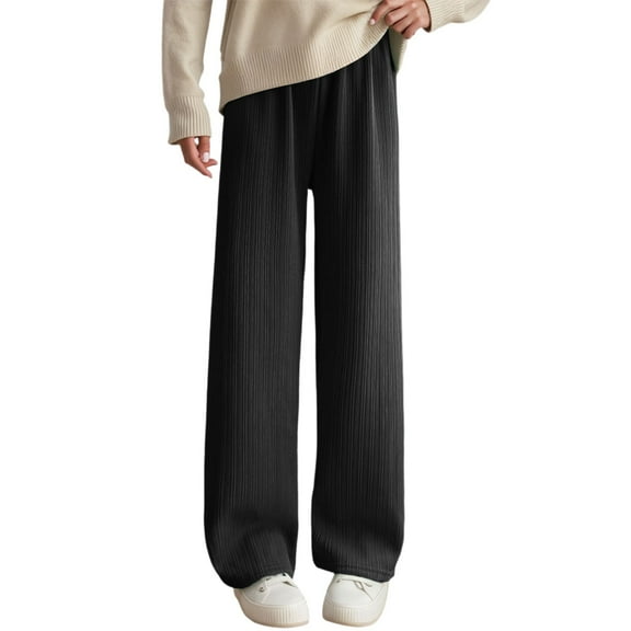 Daznico Womens Pants,Casual Winter Pants with Vertical Stripes Lined Wide Leg Trousers High Waist Flowy Straight Cut Comfortable Wear,Womens Trousers,Size:S
