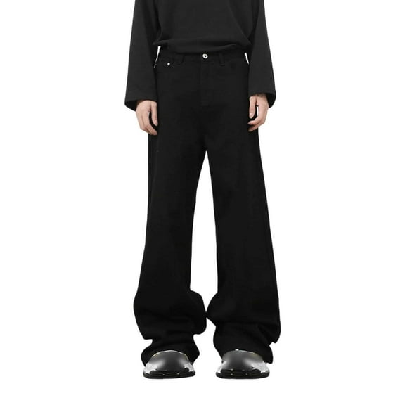 Daznico Womens Pants,Washed Denim Pants for Relaxed Fit Straight Leg Wide Trousers Casual Comfortable Daily Wear High Waist Loose,Womens Trousers,Size:XS