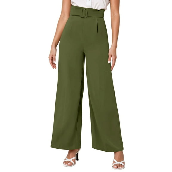 Daznico Womens Pants,Women's Casual Pants High Waist Straight Leg Trousers Comfortable Daily Wear Soft Stretch Pure Color Loose Fit Long Pants,Womens Trousers,Size:L