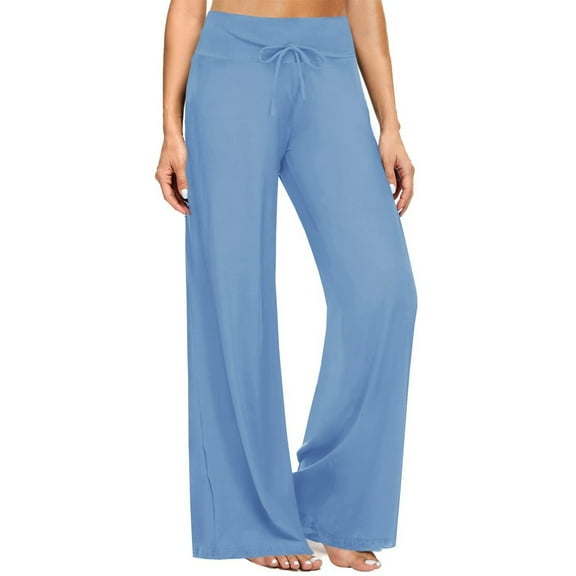 Daznico Womens Pants,Women's Casual Pants High Waisted A Line Wide Leg Pants for Daily Wear Yoga Comfortable Stretchy Soft Breathable Trousers,Womens Trousers,Size:M