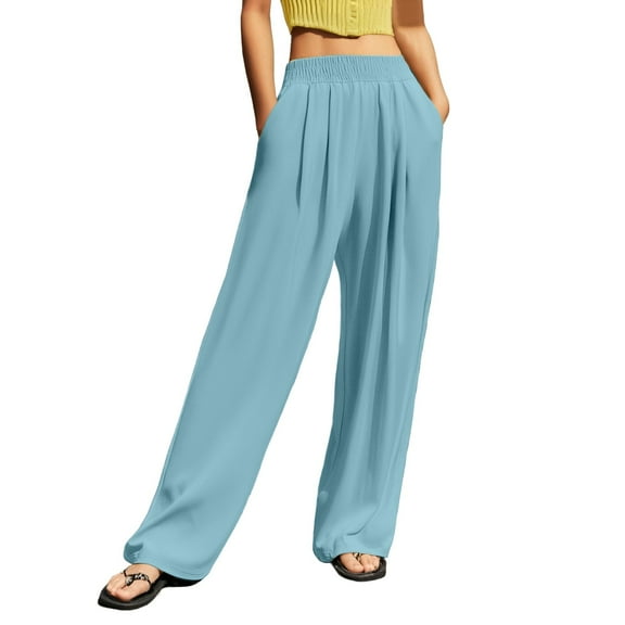 Daznico Womens Pants,Women's Casual Pants High Waisted Wide Leg Trousers Straight Pants for Daily Wear Outdoor Sports Home Comfort,Womens Trousers,Size:M