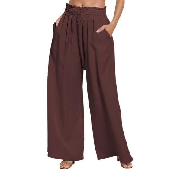 Daznico Womens Pants,Women's High Waist Wide Trousers Palazzo Trousers Casual Comfortable and Light Elegant Trousers with Pockets and Drawstring,Womens Trousers,Size:S