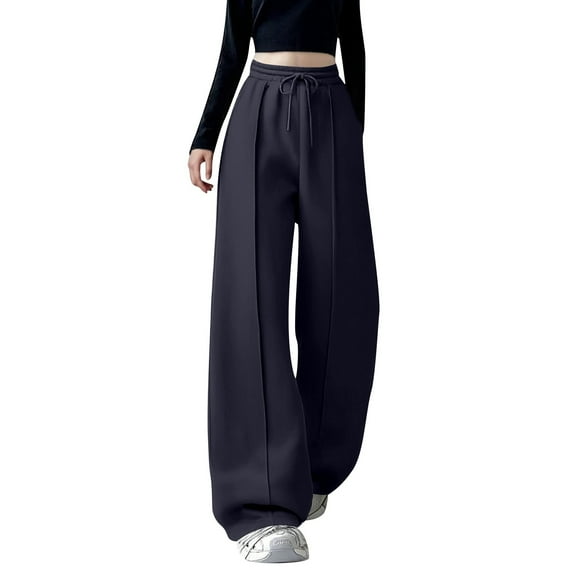 Daznico Womens Pants,Women's Solid Color Pleated Casual Pants with Back Pocket Comfortable Sporty Long Trousers,Womens Trousers,Size:M