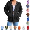 thumbnail image 1 of Daznico Womens Raglan Full Zip Oversized Hooded Sweatshirt Jacket Relaxed Loose Soft Coat Side Pockets Casual Outerwear,3XL, 1 of 7