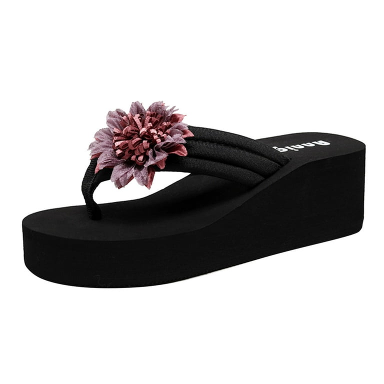nsendm Female Shoes Adult for Women Slippers Heel Hollow Platform Women's  Flip Summer Fashion Flip Women's slipper Slippers for Women Summer Black  8.5 