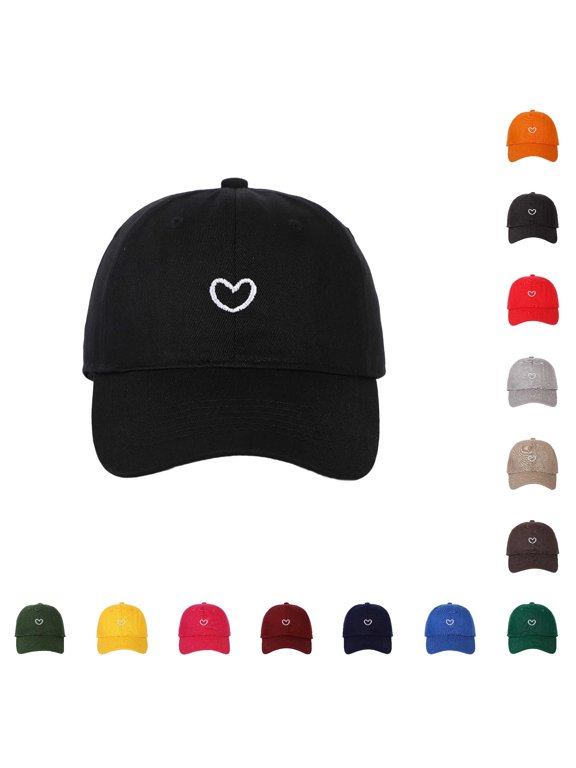 Womens Small Heart Embroidery on Soft Baseball Cap Easy Stretchy Fit for Weekend Brunch