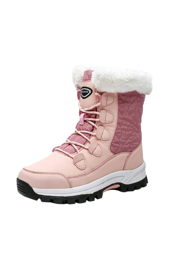 Womens Snow Boots Flat Waterproof Warm Lace Up Boots Plus Velvet Round Toe Women's Boots,Size 9.5