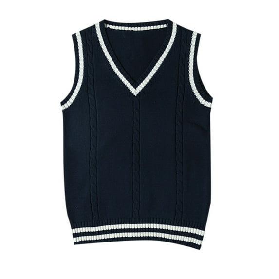 Daznico Womens Sweater Vests,Womens Girls' British Style V Neck Knit Sweater Vest Schoolwear Sleeveless Pullover,Size M