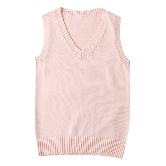Daznico Womens Sweater Vests,Womens Preppy Style V Neck Knitted Sweater Vest for Teen Girls School Casual Pullover Top,Size XXL