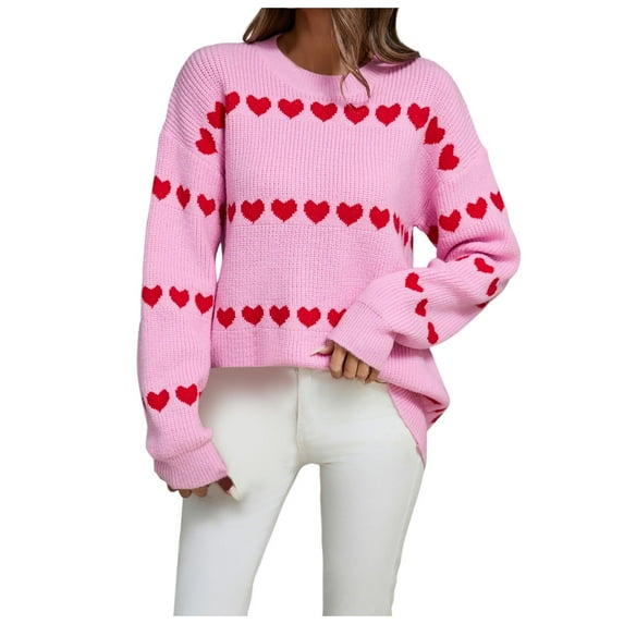 Daznico Womens Sweater,Women's Knitwear Pullover Sweater-Pink-M
