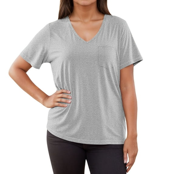 Daznico Womens Tops - Women's Recovery Shirt Full Snap-On Shoulder Post-Surgery Shirt Side Buttons, Shoulder Buttons - Shirts for Women,Color:Light Gray,Size:M