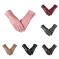 thumbnail image 1 of Daznico Womens Triple Button Cuff Faux Leather Touchscreen Gloves Fleece Lined Windproof Thermal Dress Hand Warmers for Driving Daily Outdoor Activities in Cold Weather, 1 of 8