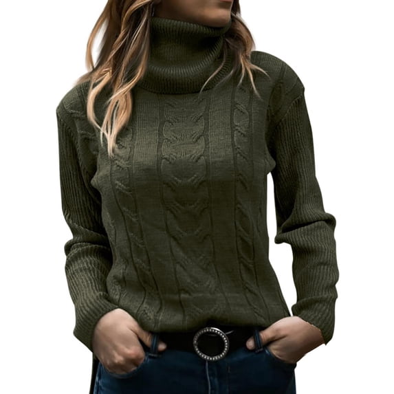 Daznico Womens Turtleneck Long Sleeve Knit Sweaters,Size XL