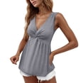 thumbnail image 1 of Daznico Womens Twist Knot V-Neck Peplum Tank Top Sleeveless A-Line Casual Summer Slim Fit Flowy Blouse,M, 1 of 4