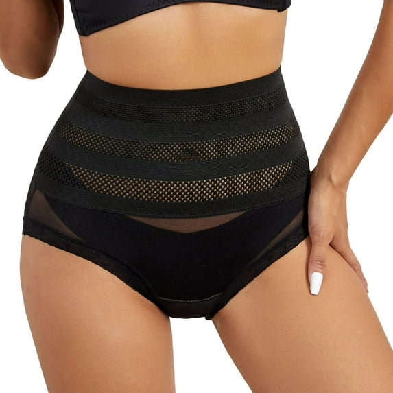 Daznico Womens Underwear - High Waist Ladies Shapewear Ladies Belly Lifting Panties Solid Lace Trim - Panties for Women,Color:Black,Size:XXL