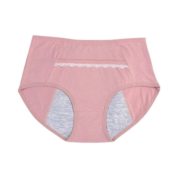 Daznico Womens Underwear - High Waist Panties for Women Leak Proof Large Size Menstruation Underwear with Front Pocket Comfortable and Monthly Flow - Panties for Women,Color:Watermelon Red,Size:L