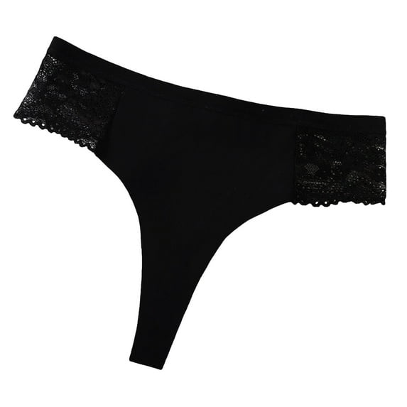 Daznico Womens Underwear - Lace Briefs Ladies Comfortable Cotton Crotch Seamless Ice Silk Panties Border Pants - Panties for Women,Color:Black,Size:M