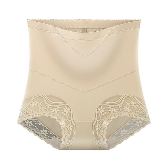 Daznico Womens Underwear - Ladies Tummy Tucking & Lifting Shaping Panties Lace Medium High Waist Breathable Panties - Panties for Women,Color:Beige,Size:XXL