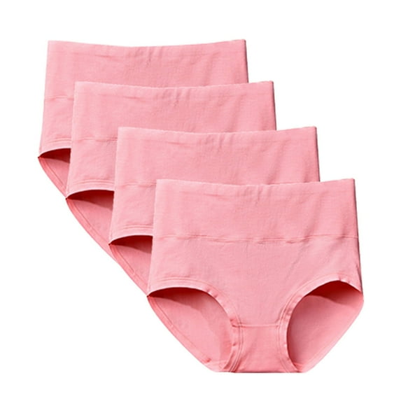Daznico Womens Underwear - Women High Waisted Cotton Panties Seamless 4 Pack Briefs - Panties for Women,Color:Hot Pink,Size:XL