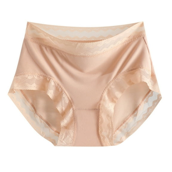 Daznico Womens Underwear - Women Solid Color Lace Mid Rise Breathable Polylactic Crotch Seamless Briefs - Panties for Women,Color:Pink,Size:XXL