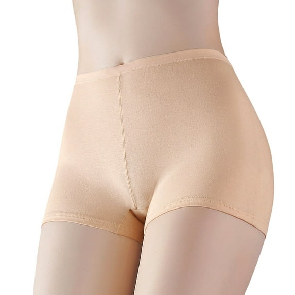 Daznico Womens Underwear - Women Solid Pure Cotton Anti Exposure Mid Waist Bottoming Pants Cotton Briefs - Panties for Women,Color:Beige,Size:XL