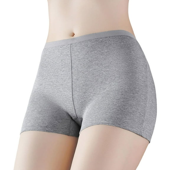 Daznico Womens Underwear - Women Solid Pure Cotton Anti Exposure Mid Waist Bottoming Pants Cotton Briefs - Panties for Women,Color:Grey,Size:XL