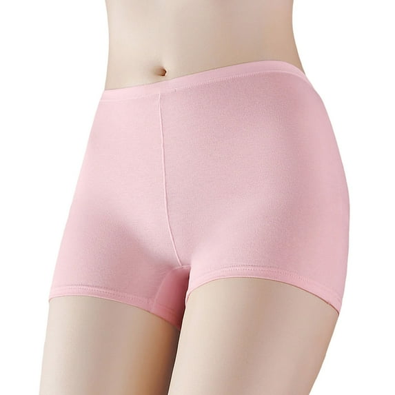 Daznico Womens Underwear - Women Solid Pure Cotton Anti Exposure Mid Waist Bottoming Pants Cotton Briefs - Panties for Women,Color:Pink,Size:XXL
