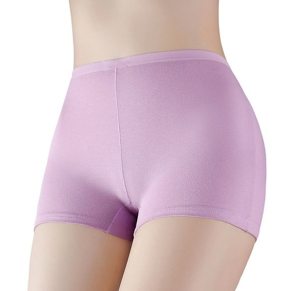 Daznico Womens Underwear - Women Solid Pure Cotton Anti Exposure Mid Waist Bottoming Pants Cotton Briefs - Panties for Women,Color:Purple,Size:XXL