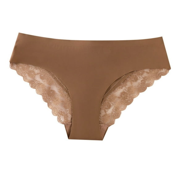 Daznico Womens Underwear - Women's Lace Edge Seamless Comfortable Breathable Triangle Panties - Panties for Women,Color:Brown,Size:L