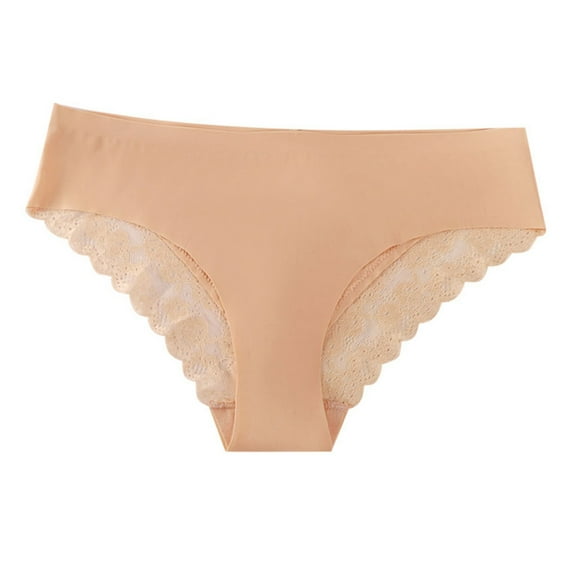 Daznico Womens Underwear - Women's Lace Edge Seamless Comfortable Breathable Triangle Panties - Panties for Women,Color:Light Yellow,Size:L