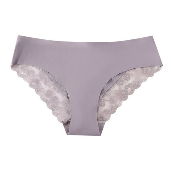 Daznico Womens Underwear - Women's Lace Edge Seamless Comfortable Breathable Triangle Panties - Panties for Women,Color:Purple,Size:L
