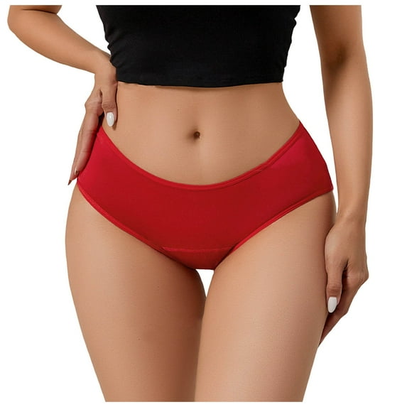 Daznico Womens Underwear - Women's Menstrual Panties 4 Layer Leakproof Menstrual Panties Light Flow for Girls Teens - Panties for Women,Color:Red,Size:L