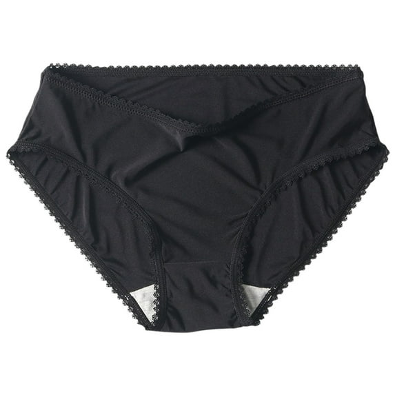 Daznico Womens Underwear - Women's Mid Rise Seamless Lace Edge Breathable Thin Ice Silk Briefs - Panties for Women,Color:Black,Size:L