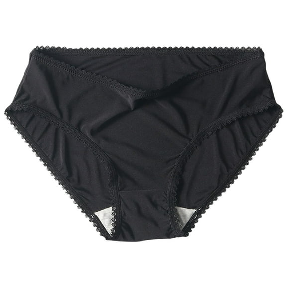 Daznico Womens Underwear - Women's Mid Rise Seamless Lace Edge Breathable Thin Ice Silk Briefs - Panties for Women,Color:Black,Size:XL