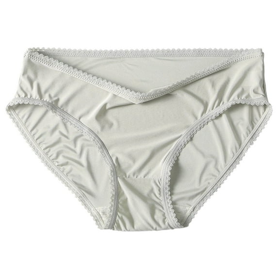 Daznico Womens Underwear - Women's Mid Rise Seamless Lace Edge Breathable Thin Ice Silk Briefs - Panties for Women,Color:Grey,Size:XL