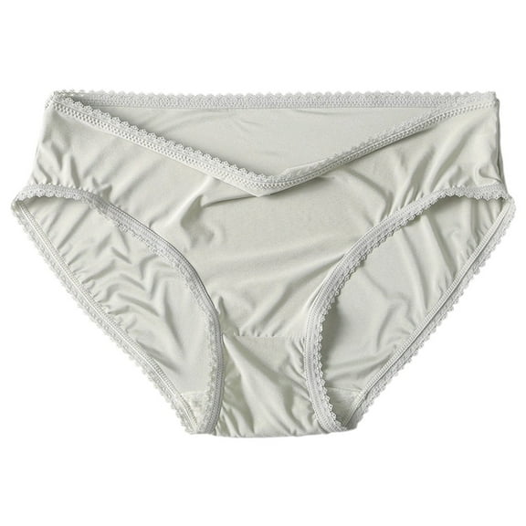 Daznico Womens Underwear - Women's Mid Rise Seamless Lace Edge Breathable Thin Ice Silk Briefs - Panties for Women,Color:Grey,Size:XL