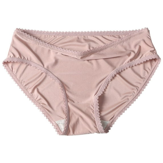 Daznico Womens Underwear - Women's Mid Rise Seamless Lace Edge Breathable Thin Ice Silk Briefs - Panties for Women,Color:Pink,Size:XL