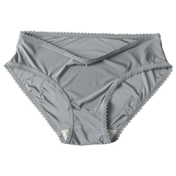 Daznico Womens Underwear - Women's Mid Rise Seamless Lace Edge Breathable Thin Ice Silk Briefs - Panties for Women,Color:Silver,Size:L
