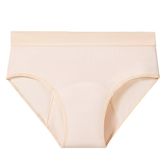 Daznico Womens Underwear - Women's Plus Size Solid Color Multilayer Absorbent Underwear Breathable Leakproof Menstrual Panties - Panties for Women,Color:Beige,Size:M