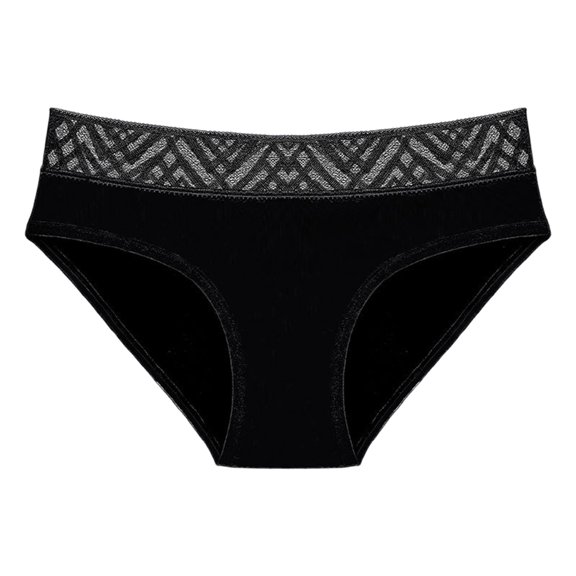 Daznico Womens Underwear - Women's Solid Color Lace Menstrual Underwear with Four Layer Leak and Absorption No Pad Needed - Panties for Women,Color:Black,Size:XXL