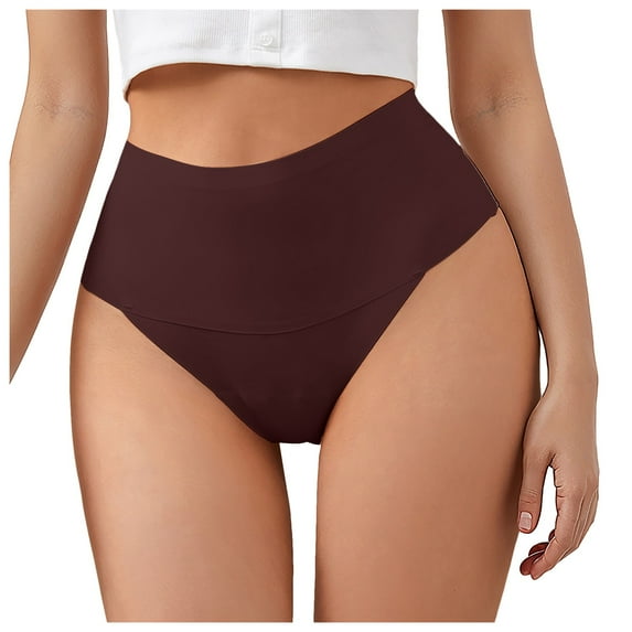 Daznico Womens Underwear - Womens High Waisted Thongs Panties Lightweight Soft Stretch High Cut Underwear - Panties for Women,Color:Brown,Size:M