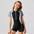 thumbnail image 1 of Daznico Zipper Front Short Sleeve Girls One Piece Rash Guard, Full Coverage Sun Protective Swimsuit,11-12 Years, 1 of 7