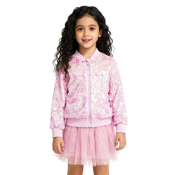 Daznico and Shine Girls Baseball Jacket Soft Loose Fit Outerwear for Fall and Casual Wear,Mardi Gras Clothing,7-8 Years