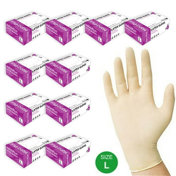 Dazone 1,000 Pack Latex Gloves, Size L, Disposable Natural Rubber Exam Gloves, Multi-purpose, Powder Free, Large