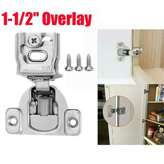 Dazone 1 Pack 1-1/2" Overlay Cabinet Hinges, Soft Close Face Frame Kitchen Cupboard Door Half Overlay Hinges, 105° Compact Handware Stainless Steel